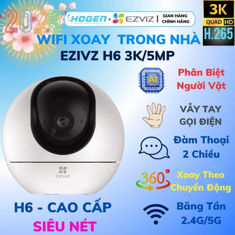 Camera Wifi EZVIZ H6 - AI CAO CẤP (5.0MP/3K)