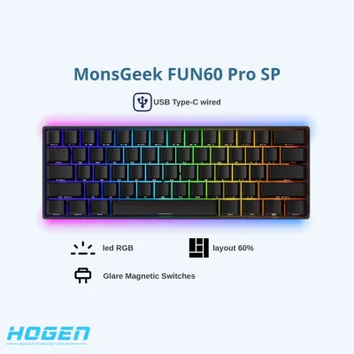 Bàn phím cơ MonsGeek FUN60 Pro SP Black Akko Glare Magnetic Switches – 1 chế độ kết nối có dây